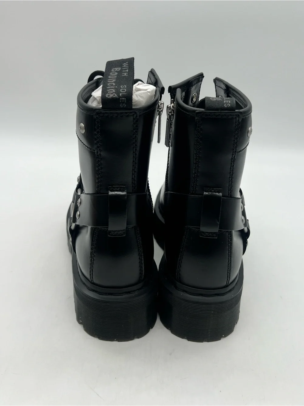 Dr. Martens 1460 Quad Harness Men’s Sz 10 Black Leather Platform Ankle Boots.